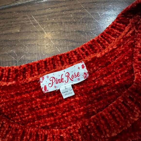 Pink Rose Sweater, Women's Size Large Burnt Orange, Pullover, Soft - Picture 5 of 7